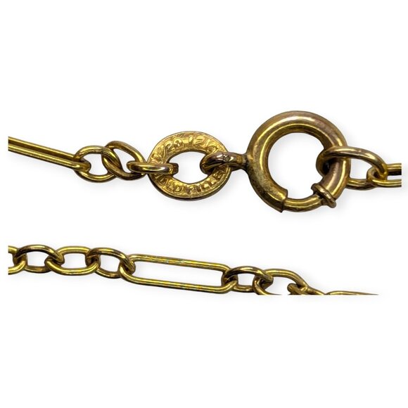 Antique Mourning Gold Locket Necklace 1/20 12KT Gold Filled Magnet Chain - Picture 15 of 15